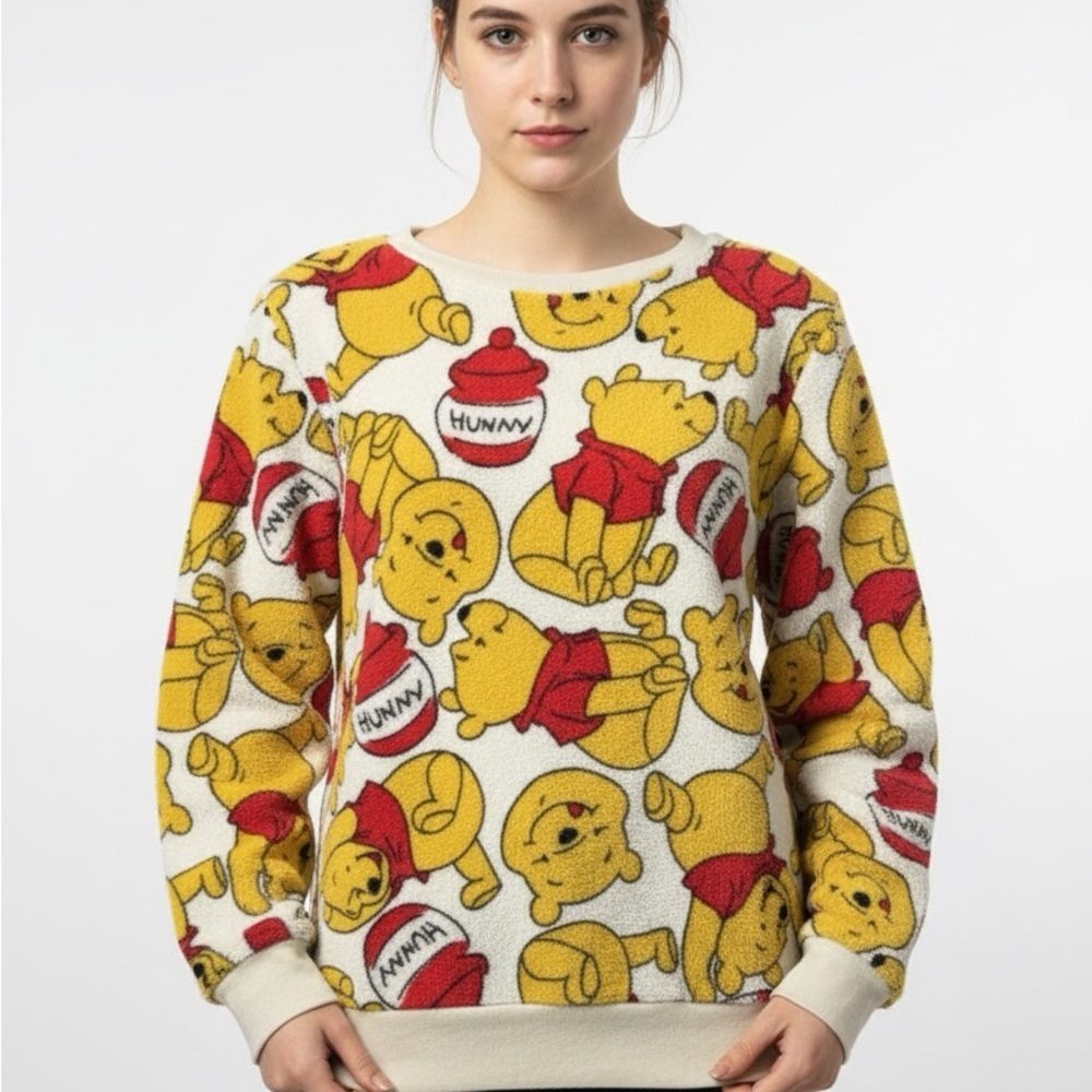 Disney Women's Winnie the Pooh Sweater - Yellow and Red size M